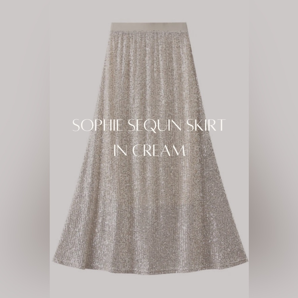 Cream Sequin Midi Skirt | Sizes S/M and M/L | Sunday Sparks Clothing Co.